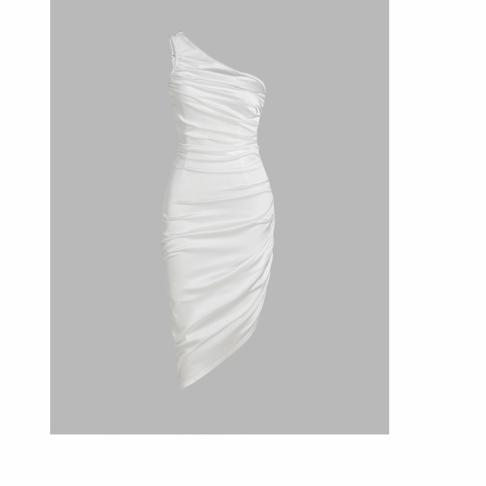 Elegant White One-Shoulder Dress